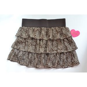 Heart Soul Brown Pattern Ruffled Skirt NWT
